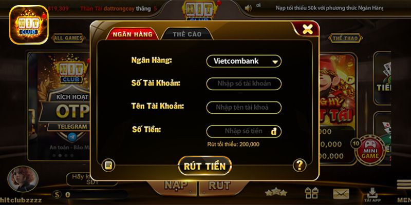 Thông tin rút tiền bạn cung cấp cho Hitclub không trùng khớp 